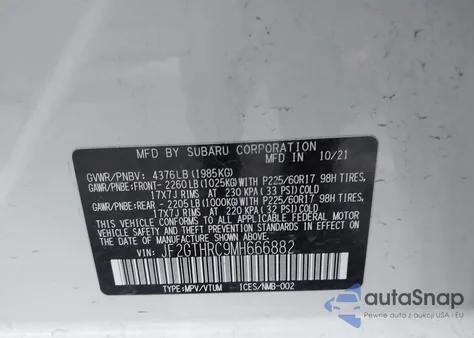 2021 Subaru Crosstrek Sport из США, поврежденный, VIN JF2GTHRC9MH666882